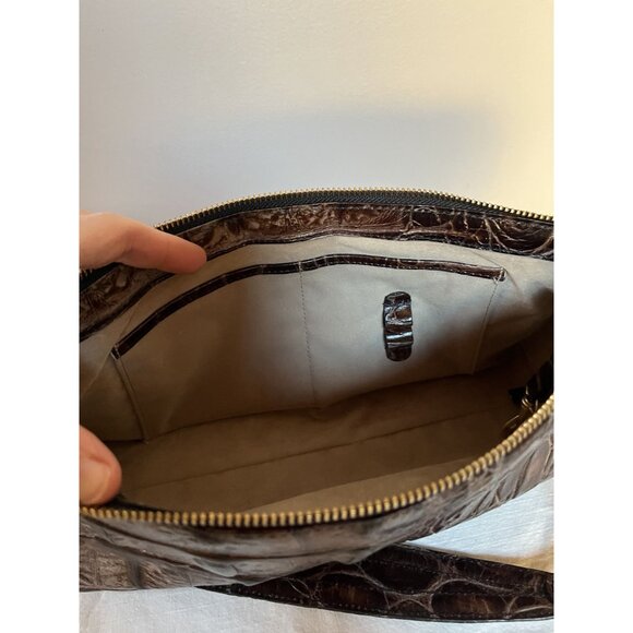 Brahmin Y2K Brown Croc Embossed Leather Shoulder Bag 25th Anniversary Edition - Picture 12 of 13